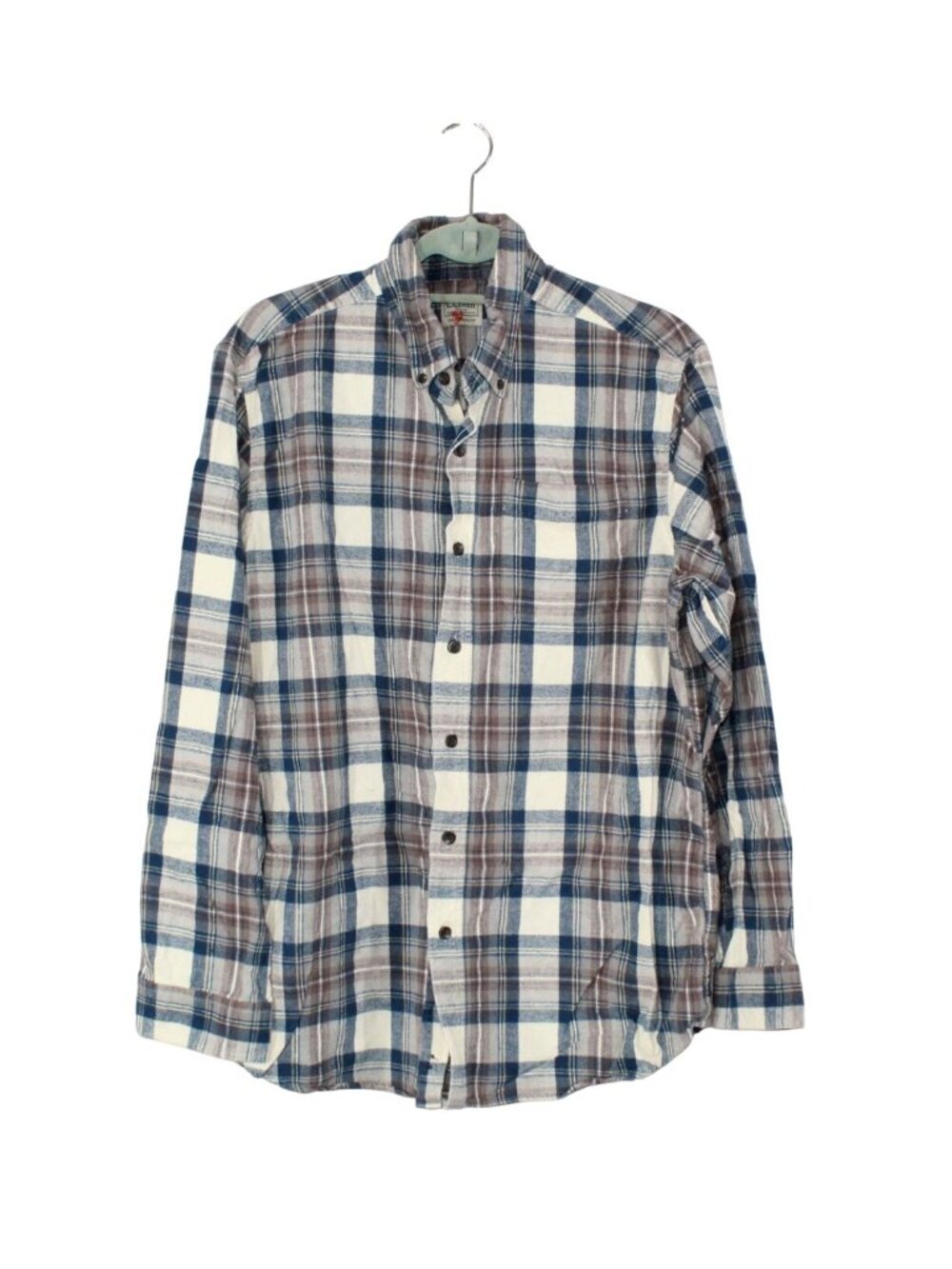 LL Bean Scotch Plaid Flannel Shirt Tartan Indigo Workwear Casual Layering XXL